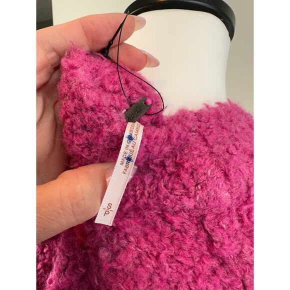 NWOT Free People Oversized Teddy Tunic Sweater Fuchsia -SML - Picture 7 of 10